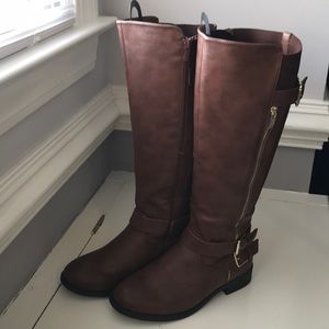 Torrid Brown Leather Tall Boots 9W Wide Calf